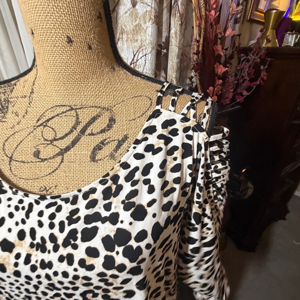 Cato Black and White Animal Print Top